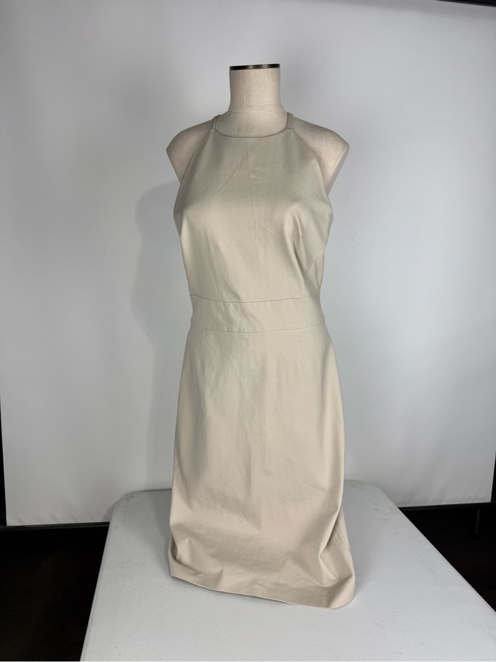 Body Sculpting Taupe Halter Midi Dress: Banana Republic